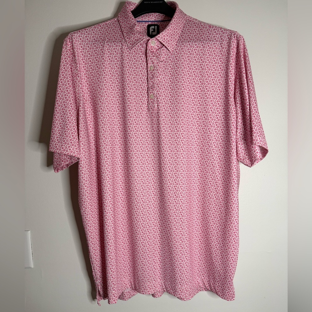 FootJoy Men's Pink Patterned Button Down Shirt